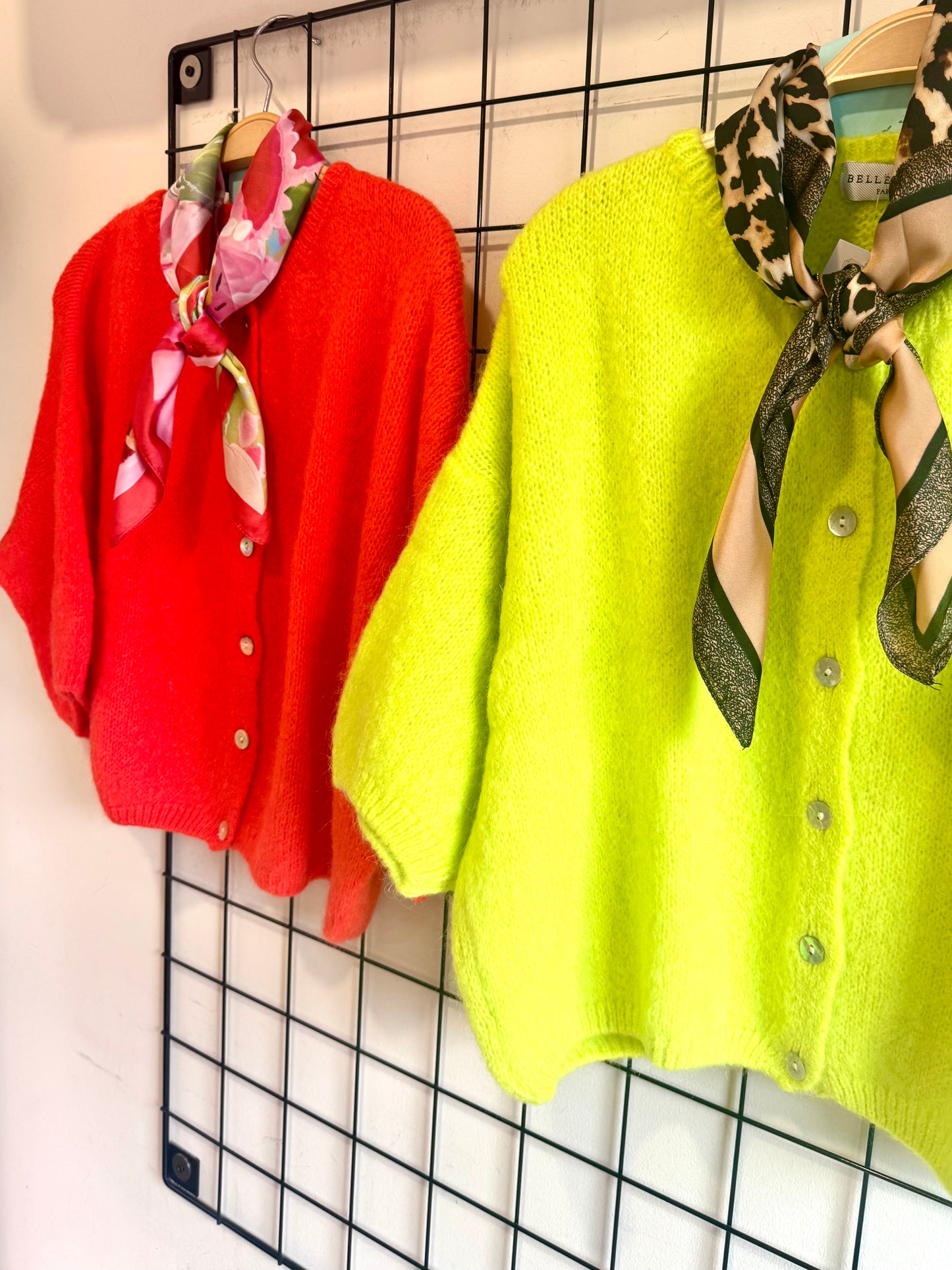 Neon Yellow Short Sleeve Mohair Cardi
