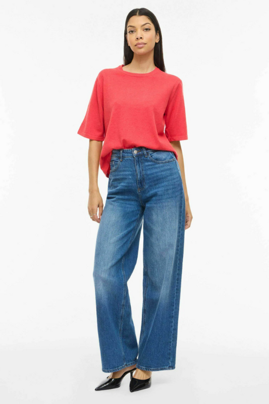 Vila Knitted Red Tee