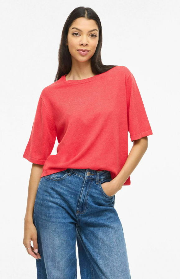 Vila Knitted Red Tee