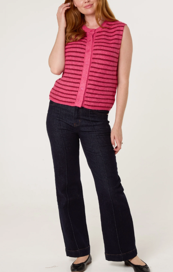 Jessie Knitted Gilet - Berry Stripe