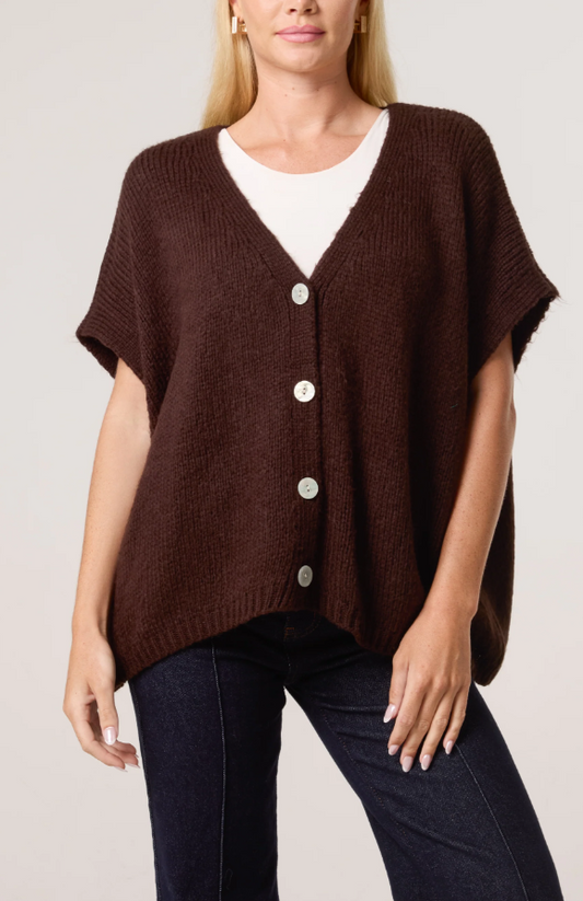 Talia Knit Vest - Choc