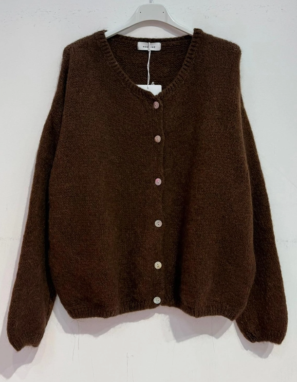 Kid Mohair & Wool Cardi - Chocolate