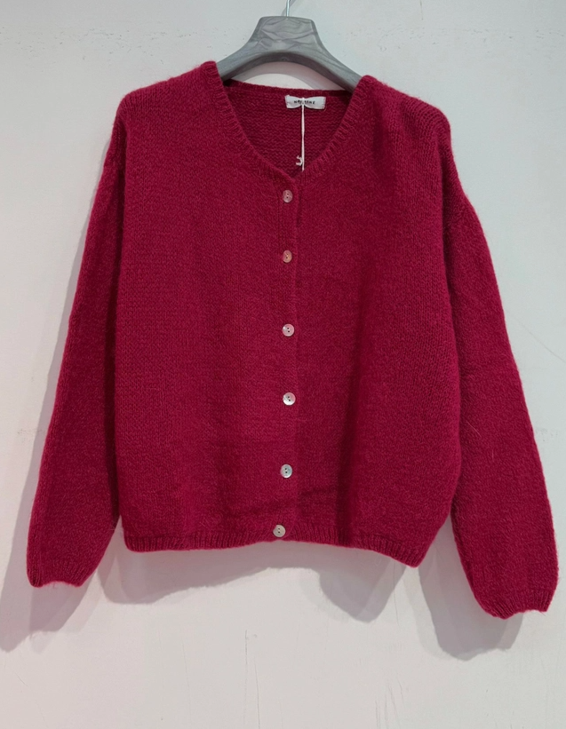 Kid Mohair & Wool Cardi - Raspberry