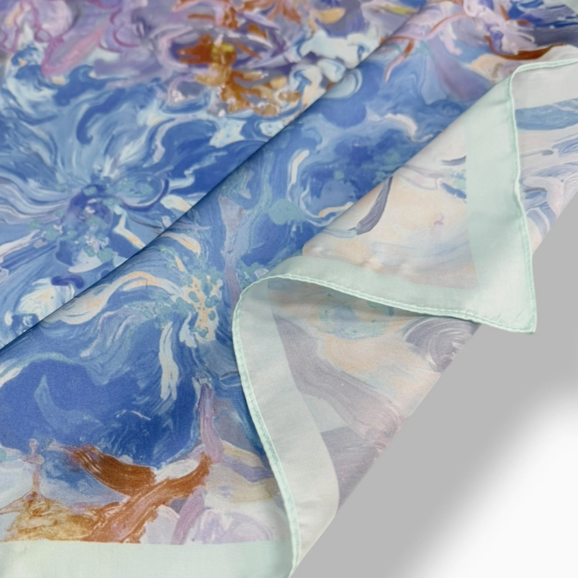 Painterly Scarf - Blue