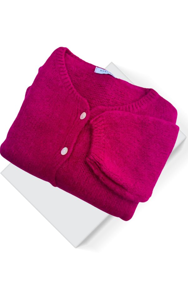 Kid Mohair & Wool Cardi - Raspberry