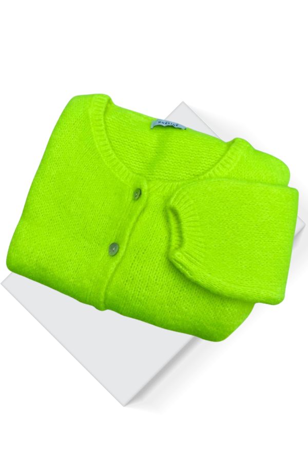 Kid Mohair & Wool Cardi - Neon Yellow
