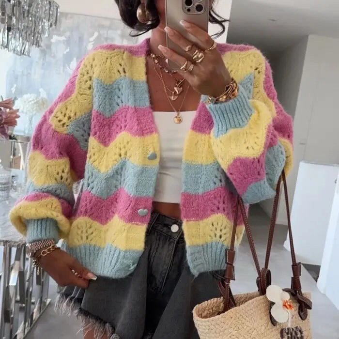 Prima Pastel Wave Cardi - Multi